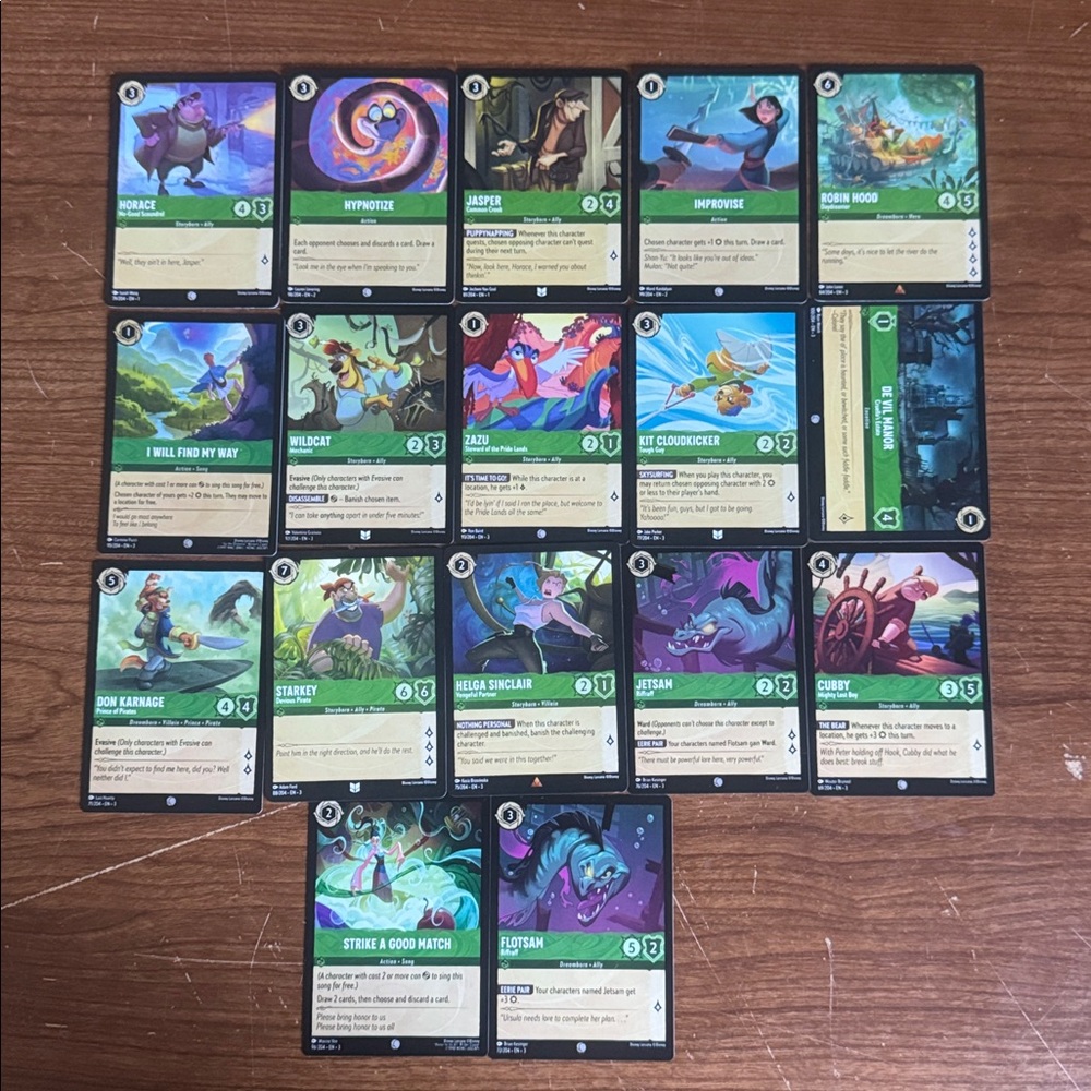 Disney Lorcana Inklands Green Cards
